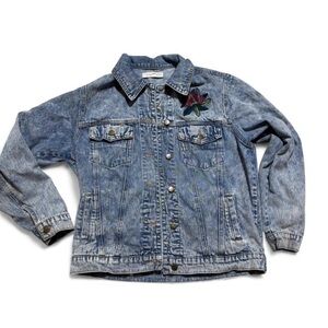 Blue Honey Punch denim jacket with embroidered detail size Small